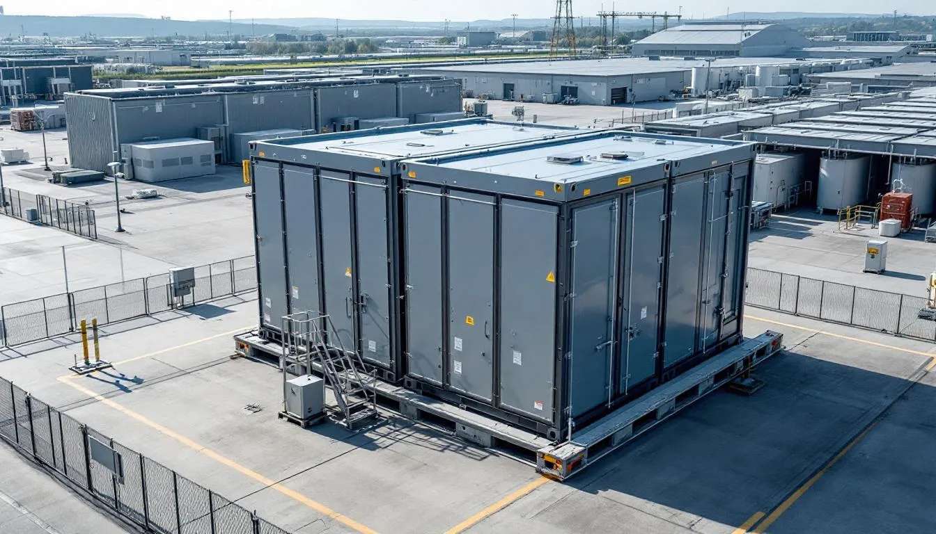 Industriële batterijopslag op het terrein